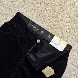 St Johns Bay Women's 8P Black Corduroy Pants Straight Leg Stretch Petite NWT